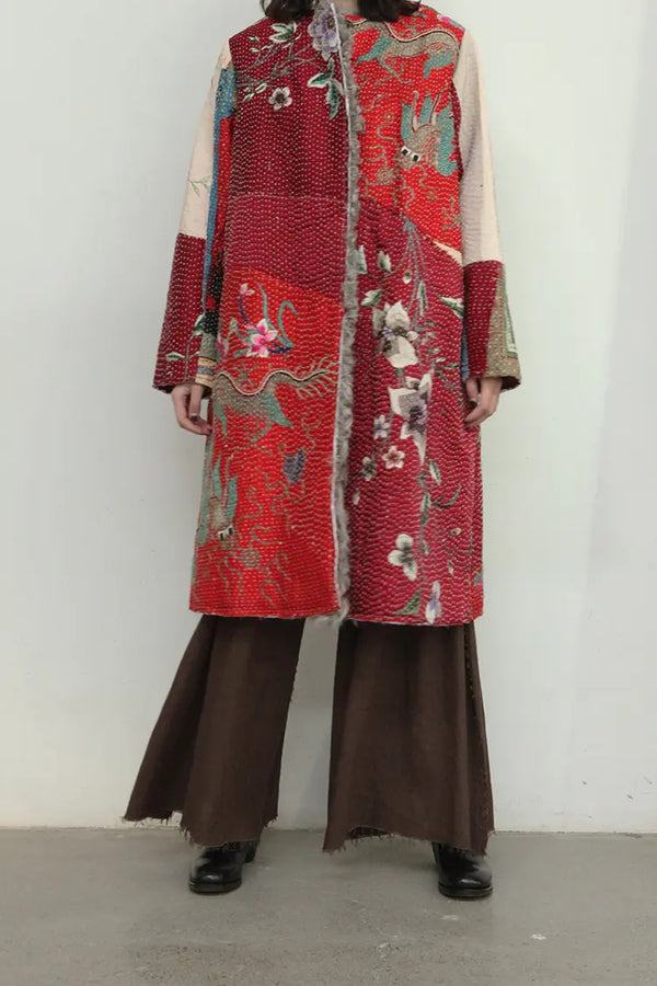 By Walid Pre-stored Chinese embroidered sheepskin lining coat 2700113WF AW20